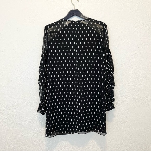 Keepsake the Label Dress Large Black White Polka Dot Ruffle Pleated L - Picture 6 of 8